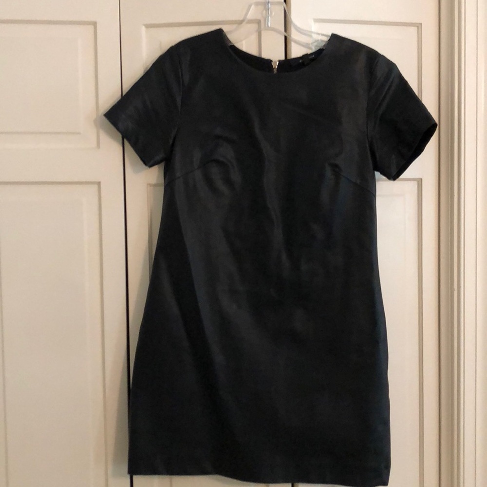 Black leather mini dress